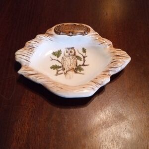 EXQUISITE VTG Treasure Craft USA 6"x8" CALIFORNIA Owl Trinket Holder